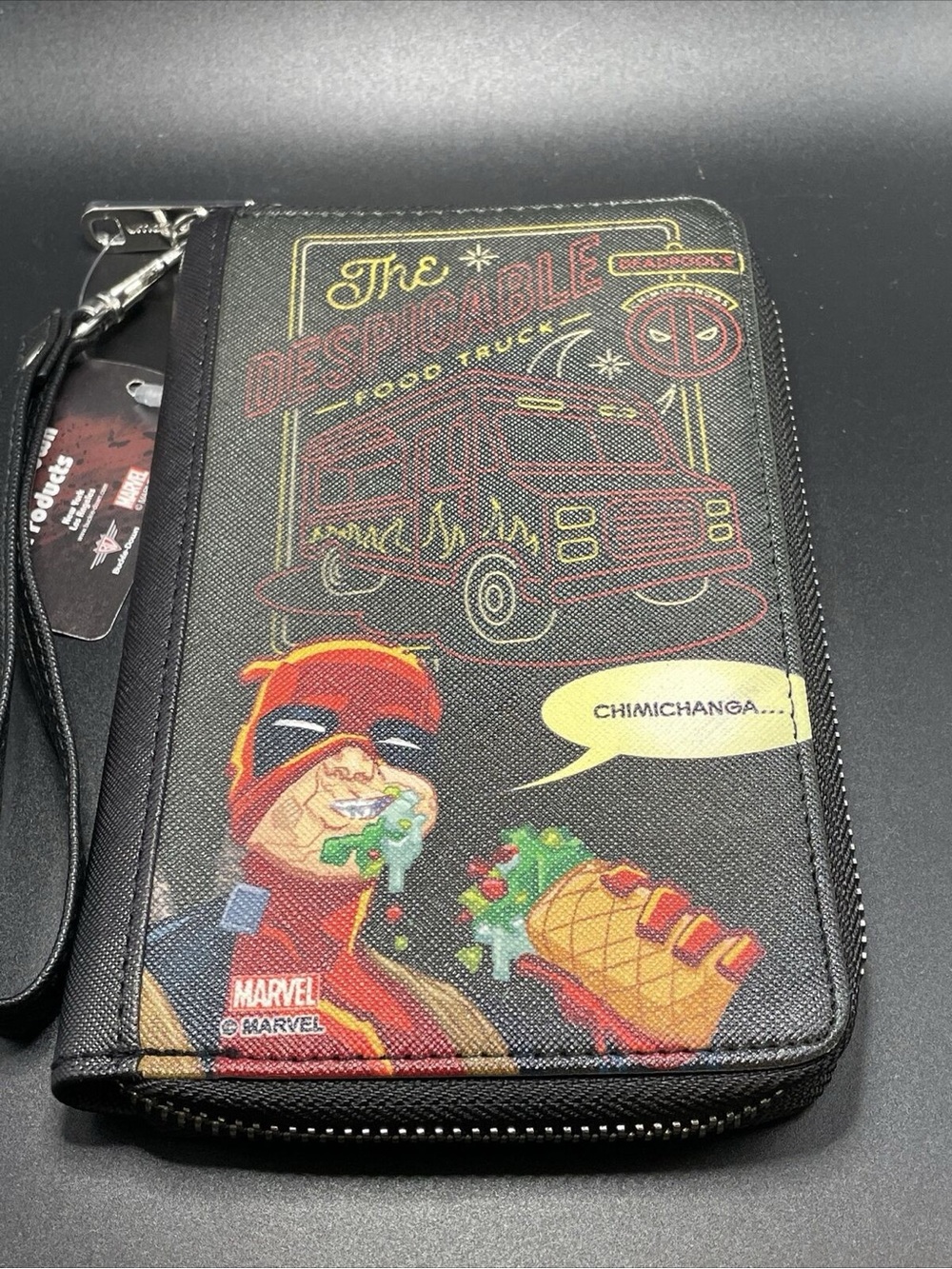Marvel Deadpool Black Red Yellow Graphic Wristlet Wallet